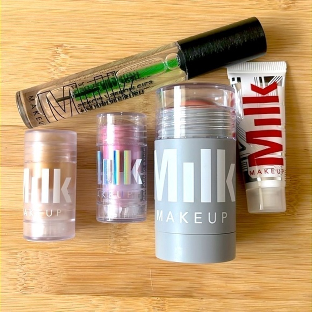 Brand New Milk Makeup Set of Blush Blur Holographic Sticks Lash & Brow Serum